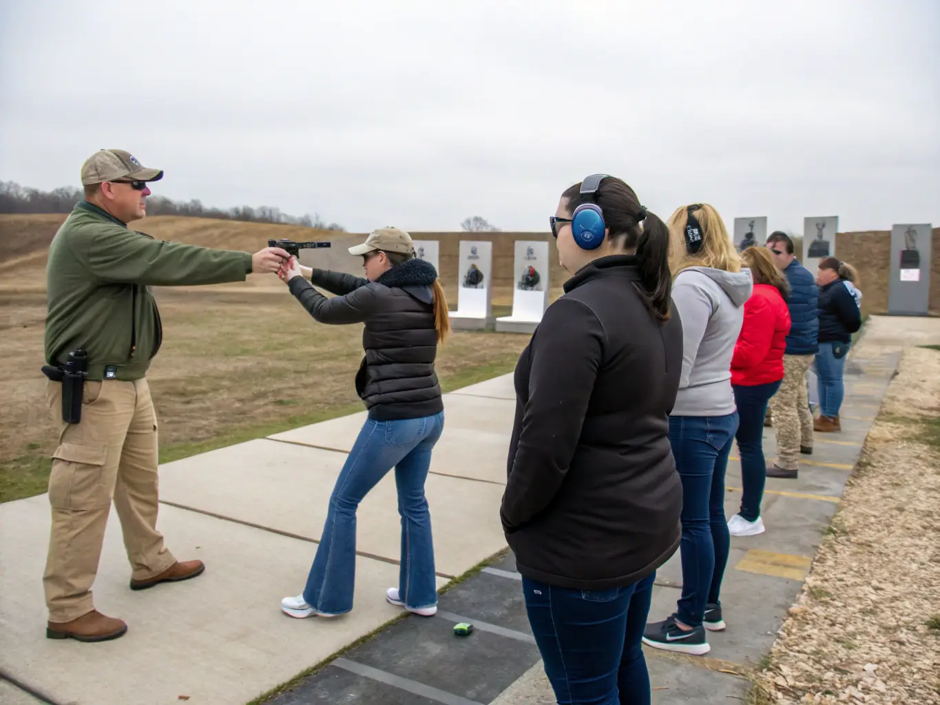 Local community members participating in a hunting safety course, learning about responsible firearm handling and ethical hunting practices.